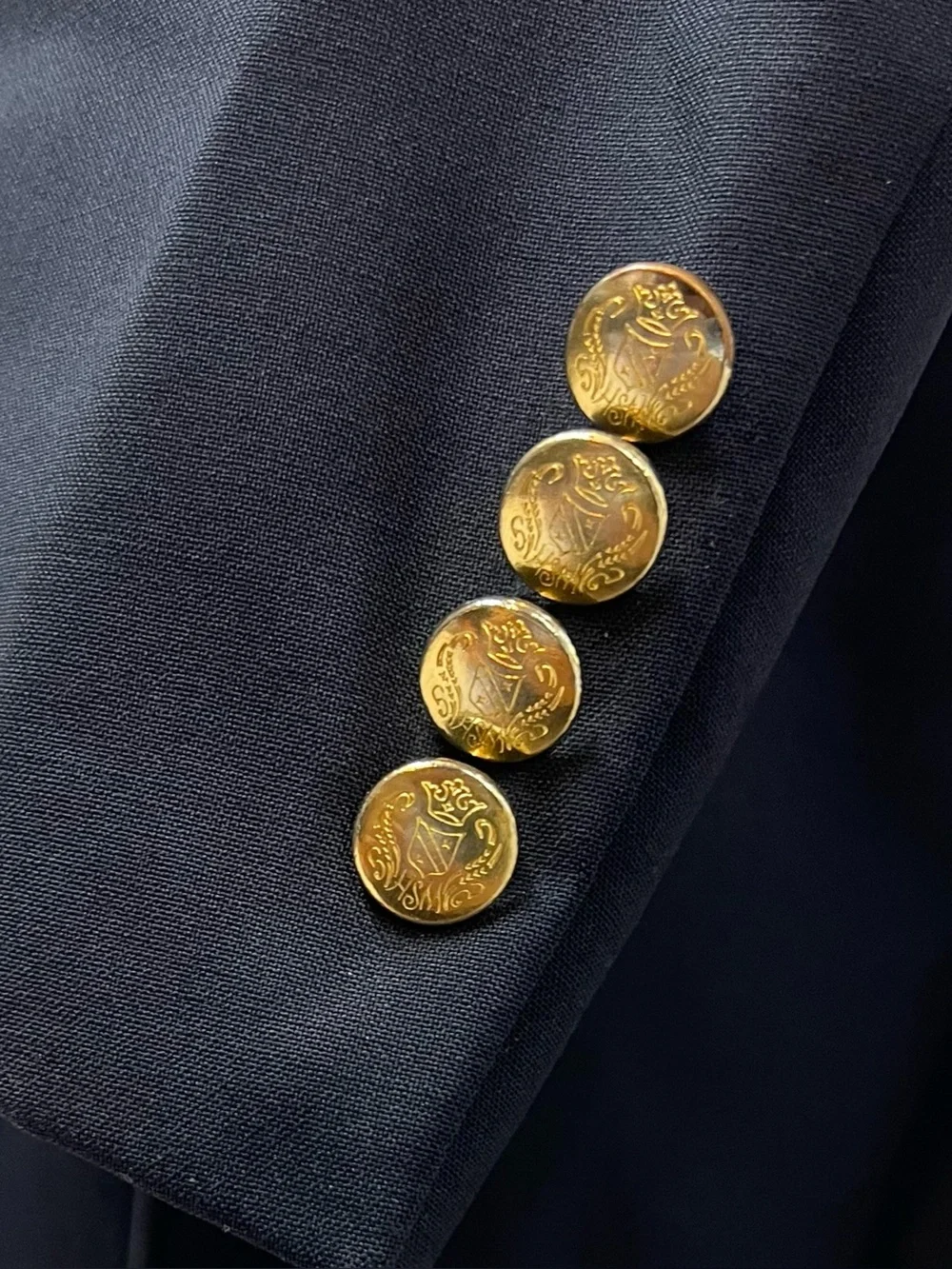Hart Schaffner Marx Men's 44R Navy Blue Gold Button Blazer Jacket Sport Coat